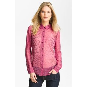 Equipment 100% silk pink leopard blouse